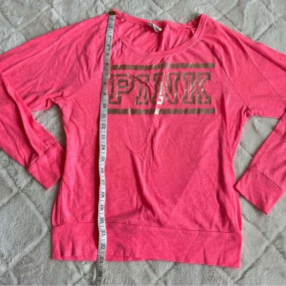 Victoria's Secret PINK | Pink & Silver Logo Long Sleeve Top | Size Extra Small - Picture 9 of 9